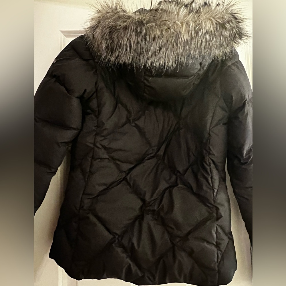 Columbia Sportswear black winter jacket with fur trimmed hood, women’s XS